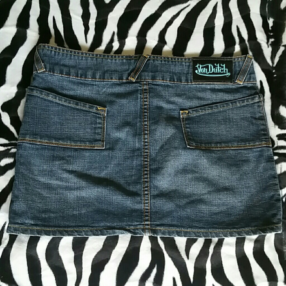 2000s Von Dutch Denim Mini Skirt